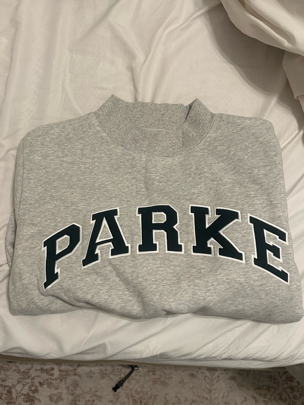 Parke Gray Crewneck Sweatshirt with Black Lettering